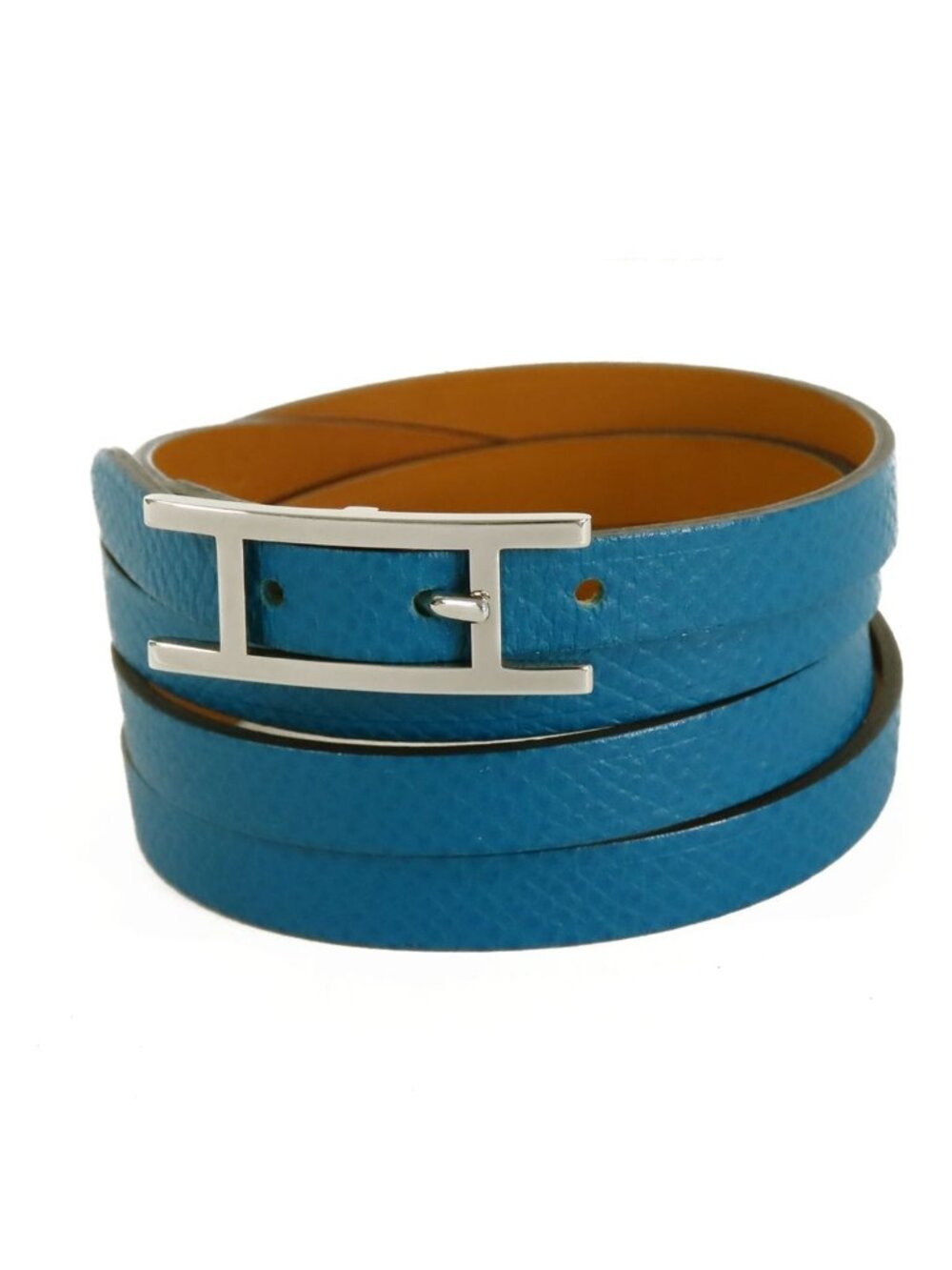 Hermes Hapi 3 Bracelet Blue Izmir Gold Silver Epsom Swift